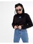 Logo Nakışlı Yüksek Yaka Crop Sweatshirt 1