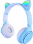 M6 Pro Cat Rgb LED Işıklı Kedi Kulağı Band Tasarımlı Ayarlanabilir ve Katlanabilir Kulak Üstü Bluetooth Kulaklık Mavi 1
