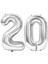 Marifetlerim - 20 Rakamı Gümüş Folyo Balon 16 Inch 40 cm 1