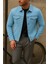 Erkek Trend Comfort Günlük Slim Fit B.mavi Kot Ceket 4