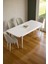 Mura Beyaz 80X132 Açılabilir Mdf Masa Yemek Odası Takımı, Mutfak Takımı 4 Adet Sandalye 2