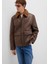 Kahverengi Suni Kürk Detaylı Suni Deri Ceket 0110669-70240 10