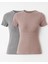 2'li Triko Emzirme Özellikli T-Shirt - Pembe & Gri 1