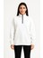 Kadın Üç Iplik Dık Yaka Yarım Fermuarlı Sweatshirt - Beyaz 4
