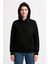 Kadın Üç Iplik Kapüşonlu Kanguru Cepli Sweatshirt Hoodie - Siyah 3