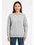 Kadın Üç Iplik Düz Bisiklet Yaka Sweatshirt - Gri 2