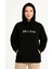 Kadın Kapşonlu Sweatshirt – Oversize Üç Iplik Şardonlu Hoodie, “other Lives” Ön & Arka Baskılı, Kanguru Cepli, Kışlık Rahat Günlük Stil- Siyah 1