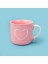 Houseware Kalp Desenli Porselen Kupa - Pembe / Beyaz - 320 ml 1