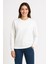 Kadın Üç Iplik Düz Bisiklet Yaka Sweatshirt - Beyaz 3