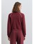Biye Detaylı Fermuarlı Bordo Sweatshirt 1S10365-70393 13