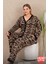 Lady Leopar Desenli Yumuşacık Pijama Uzun Kollu Düğmeli Üst Kapama Viskon Kumaş Pijama Takımı 1