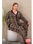 Lady Leopar Desenli Yumuşacık Pijama Uzun Kollu Düğmeli Üst Kapama Viskon Kumaş Pijama Takımı 2