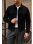 Erkek Trend Comfort Günlük Slim Fit Siyah Kot Ceket 2