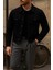 Erkek Trend Comfort Günlük Slim Fit Siyah Kot Ceket 3