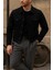Erkek Trend Comfort Günlük Slim Fit Siyah Kot Ceket 4