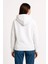 Kadın Üç Iplik Kapüşonlu Kanguru Çepli Sweatshirt Hoodie - Beyaz 2