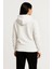 Kadın Üç Iplik Kapüşonlu Tam Fermuarlı Kanguru Çepli Sweatshirt Hoodie - Beyaz 6