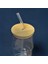Bambu Kapaklı Pipetli Bardak - Açık Kahverengi / Şeffaf - 350 ml 3
