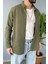 Haki Renk Cepli Uzun Kollu Kalın Kot Gömlek 3