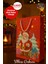 ( 5 Adet ) Noel Baba Desenli Hediye Çantası Kırmızı Yılbaşı Hediye Poşeti 25X30X9 Christmas 1