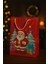 ( 5 Adet ) Noel Baba Desenli Hediye Çantası Kırmızı Yılbaşı Hediye Poşeti 25X30X9 Christmas 2