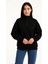 Kadın Üç Iplik Dık Yaka Yarım Fermuarlı Sweatshirt - Siyah 5