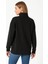 Kadın Üç Iplik Dık Yaka Yarım Fermuarlı Sweatshirt - Siyah 7