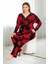 Lady Çiçek Desenli Kadın Uzun Kol Önden Düğmeli Büyük Beden Pijama Takımı 1