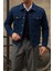 Erkek Trend Comfort Günlük Slim Fit Lacivert Kot Ceket 1