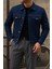 Erkek Trend Comfort Günlük Slim Fit Lacivert Kot Ceket 2