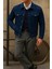 Erkek Trend Comfort Günlük Slim Fit Lacivert Kot Ceket 4