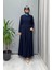 Örgü Teknikli Triko Elbise Lacivert T25PF-4001 1