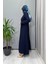 Örgü Teknikli Triko Elbise Lacivert T25PF-4001 2