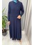 Örgü Teknikli Triko Elbise Lacivert T25PF-4001 3