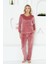 Kadife Kadın Pijama Takımı - Moonlight Ithal Kadife Pudra Cepli 2763UK 1