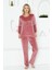 Kadife Kadın Pijama Takımı - Moonlight Ithal Kadife Pudra Cepli 2763UK 2