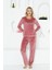 Kadife Kadın Pijama Takımı - Moonlight Ithal Kadife Pudra Cepli 2763UK 3