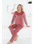 Kadife Kadın Pijama Takımı - Moonlight Ithal Kadife Pudra Cepli 2763UK 4