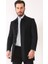 Erkek Palto Yün ve Polyester Karışımı Midi Uzun Kol Düz Siyah 6