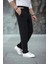 Erkek Paça Yırtmaçlı Burgu Selanik Dokulu Jogger Buggy Pantalon Rahat Kalıp - Siyah 1