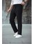 Erkek Paça Yırtmaçlı Burgu Selanik Dokulu Jogger Buggy Pantalon Rahat Kalıp - Siyah 3