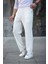 Erkek Paça Yırtmaçlı Burgu Selanik Dokulu Jogger Buggy Pantalon Rahat Kalıp - Beyaz 4