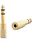 6.3 mm Stereo Erkek-3.5 mm Stereo Dişi Sarı Metal Gold Jack Fiş Çevirici 1