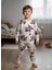Erkek Çocuk Beyaz Labubu Karakter Baskılı %100 Pamuk Mevsimlik Pijama Takımı 4