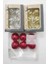 Yılbaşı Desenli Süs Topları 5 cm U Gümüş 6 Gold 6 Kırmızı 18 Ad 2