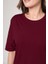 Kadın %100 Pamuk Bordo Oversize Boyfriend T-Shirt Kısa Kol Günlük Stil 6
