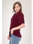 Kadın %100 Pamuk Bordo Oversize Boyfriend T-Shirt Kısa Kol Günlük Stil 7
