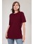 Kadın %100 Pamuk Bordo Oversize Boyfriend T-Shirt Kısa Kol Günlük Stil 10