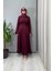 Güpür Detaylı Elbise Bordo 38823 1