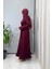 Güpür Detaylı Elbise Bordo 38823 2